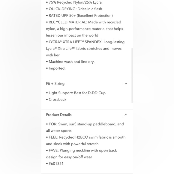 NWT-Athleta Black Riptide Bikini Top, Small D-DD - Picture 4 of 5